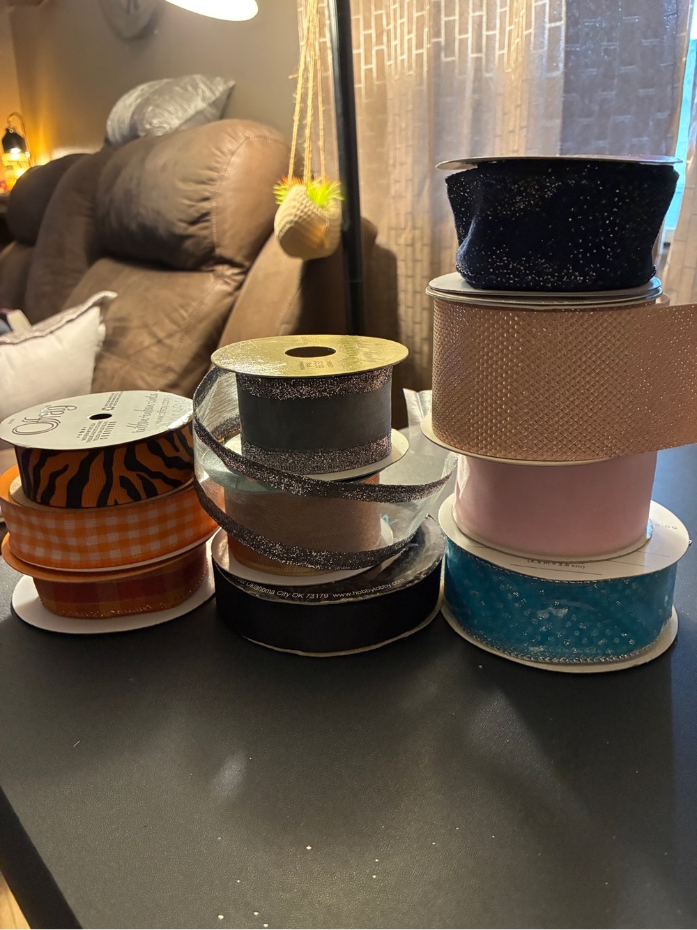 Assorted Decorative Ribbon Bundle - Black, Pink, Blue, Orange, Brown